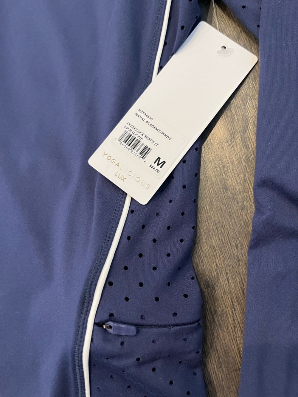 NWT Yogaliscious Lux Interlock Serve It Up Half Zip | Naval Academy/White | Sz M - Picture 9 of 13
